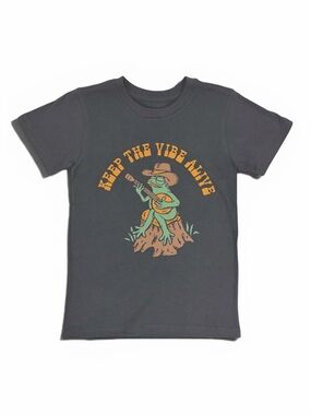 Keep The Vibe Alive Frog Graphic Tee - Charcoal